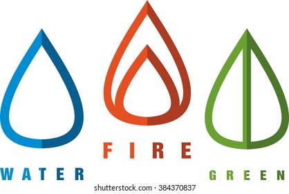 simple sign the three elements of nature Set