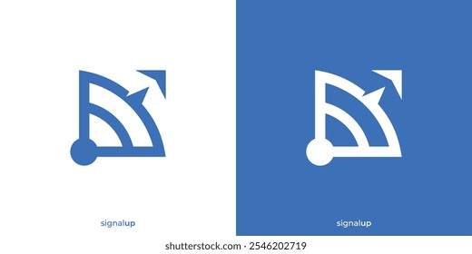 Simple Signal Arrow Up Logo. Parabolic Logo, Icon, Symbol, Vector, Design Inspiration.