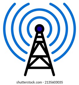 Einfache Symbolgestaltung für Signalturm, Vektorgrafik mit farbiger Kontur, am besten für Banner oder Webanwendungen verwendet