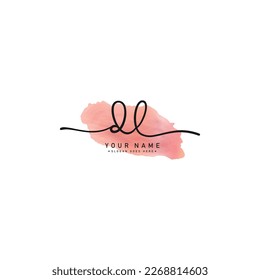 Simple Signature Logo for Alphabet DL - Signature for Photography and Fashion Business with Watercolor
