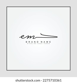 Simple Signature Logo for Alphabet EM - Handwritten Signature for Photography and Fashion Business