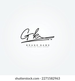 Simple Signature Logo for Alphabet GK - Handwritten Signature for Photography and Fashion Business
