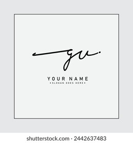 Simple Signature Logo for Alphabet GU - Handwritten Signature for Photography and Fashion Business