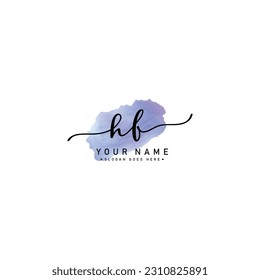 Simple Signature Logo for Alphabet HF - Signature for Photography and Fashion Business with Watercolor
