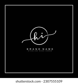 Simple Signature Logo for Alphabet HI - Handwritten Signature for Photography and Fashion Business