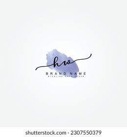 Simple Signature Logo for Alphabet HW - Signature for Photography and Fashion Business with Watercolor
