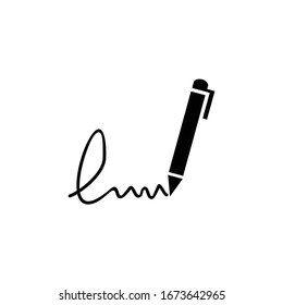 Simple Signature With A Quill Icon Design Vector