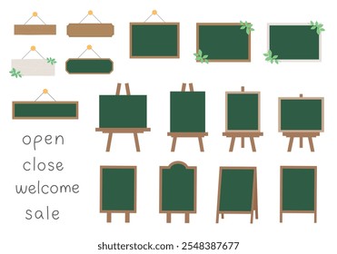 Simple signboard and blackboard illustration set