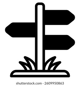 A simple signpost icon indicating directions, suitable for web design and navigation applications.