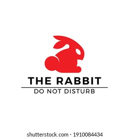 simple silhouette angry rabbit logo vector