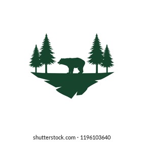 Simple Silhouette Animal Bear Pine Tree Stock Vector (Royalty Free ...