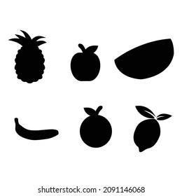 simple silhouette, assorted fruit silhouette