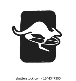 simple silhouette australian animal wallaby or kangaroo logo design vector graphic design