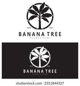 Simple Silhouette Banana Tree  Logo. Flat Design vector