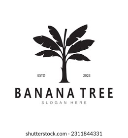 Simple Silhouette Banana Tree  Logo. Flat Design vector