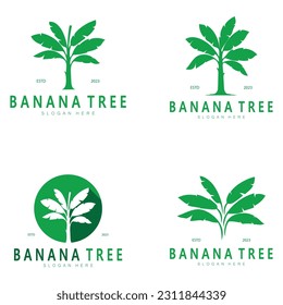 Simple Silhouette Banana Tree  Logo. Flat Design vector
