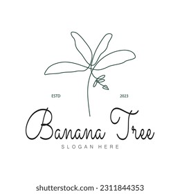 Simple Silhouette Banana Tree  Logo. Flat Design vector