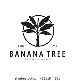 Simple Silhouette Banana Tree  Logo. Flat Design vector