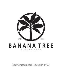 Simple Silhouette Banana Tree  Logo. Flat Design vector