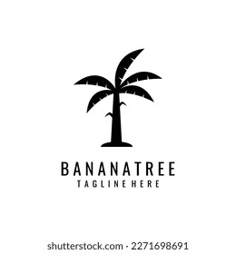 Simple Silhouette Banana Tree Vector Logo. Flat Design.