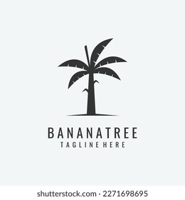 Simple Silhouette Banana Tree Vector Logo. Flat Design.