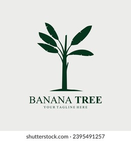 Simple Silhouette Banana Tree Vector Logo. Flat Design.
