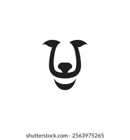 simple silhouette of a big fat bear face logo vector