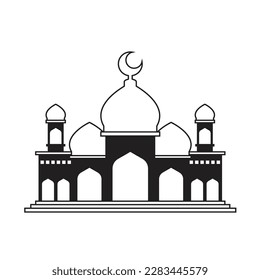 simple silhouette of big mosque logo vector