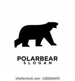 simple silhouette black polar bear walk logo icon designs vector