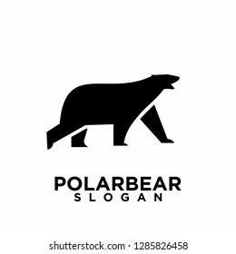 simple silhouette black polar bear walk logo icon designs vector