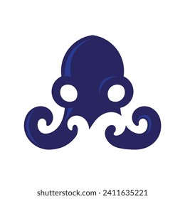 simple silhouette of blue octopus logo vector