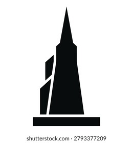 Simple silhouette of a building with a tall spire and base architectural icon icon