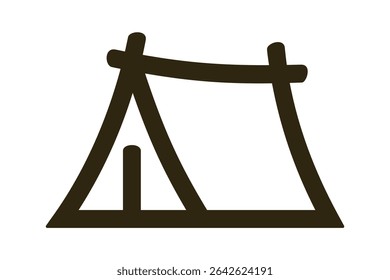 Simple silhouette of camping tent icon in black color. Clipart image isolated on background.