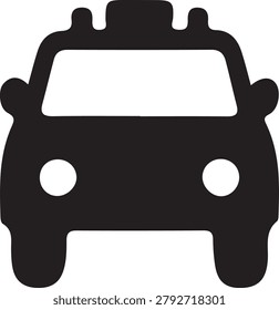 Simple silhouette of a car front view isolated on white