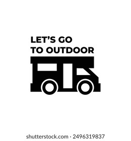 simple silhouette of a car to go on vacation with family logo vector