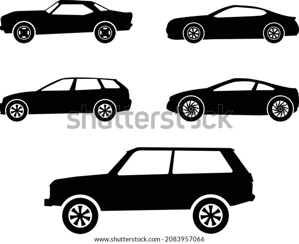 Simple Silhouette Car\
Icons Vector Set