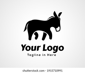 Simple silhouette cartoon donkey horse art logo icon symbol design inspiration illustration