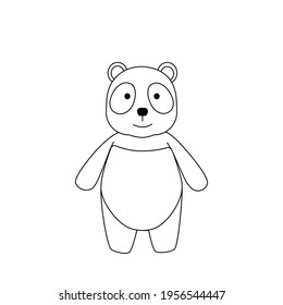Simple silueta de un panda de dibujos. Rasgos primitivos, un juguete divertido, una fantasía. Libro de coloración para niños pequeños, ilustración vectorial.