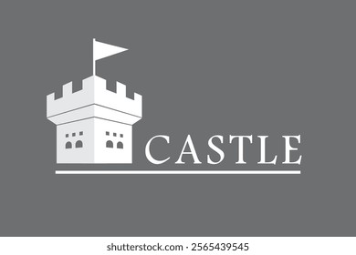 Simple silhouette Castle Logo Template or Icon, suitable for your business, company, emblem, badge, etc.