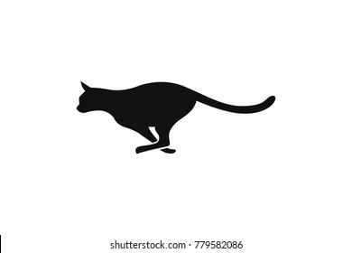 Simple Silhouette Of cat Running 