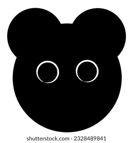 Simple silhouette of character teddy bear head isolated on white background.