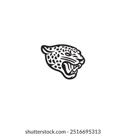 Simple silhouette cheetah head, face side view, angru expression, mascot or logo design, vector illustration isolated white background