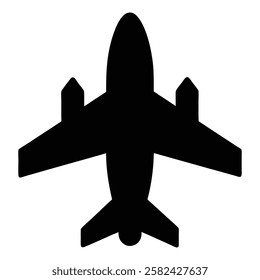 Simple Silhouette of a Commercial Airplane vector art on white background