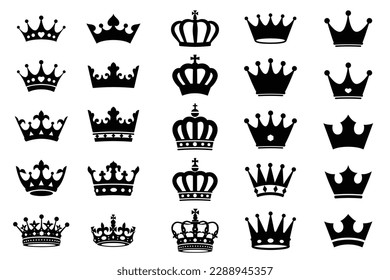 simple silhouette of crown set, vector illustration