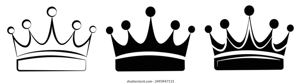 simple silhouette of crown set, vector illustration
