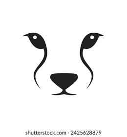 simple silhouette of a cute cheetah's face logo vector