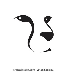 simple silhouette of a cute cheetah's face logo vector