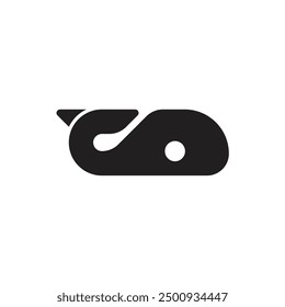 Simple silhouette of cute whale logo vector