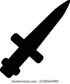 Simple silhouette of a dagger with a crossshaped hilt and pointed tip