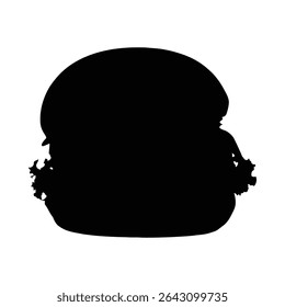 Simple silhouette of a delicious hamburger with lettuce isolated on a white background
